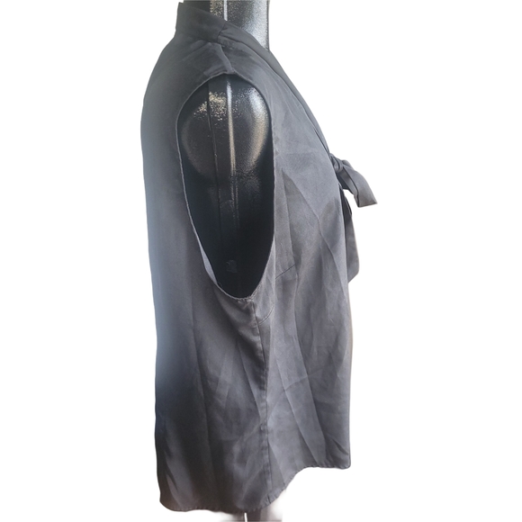 Pure Alfred Sung Black Sleeveless Blouse with Tie Neck XXL - Picture 3 of 6